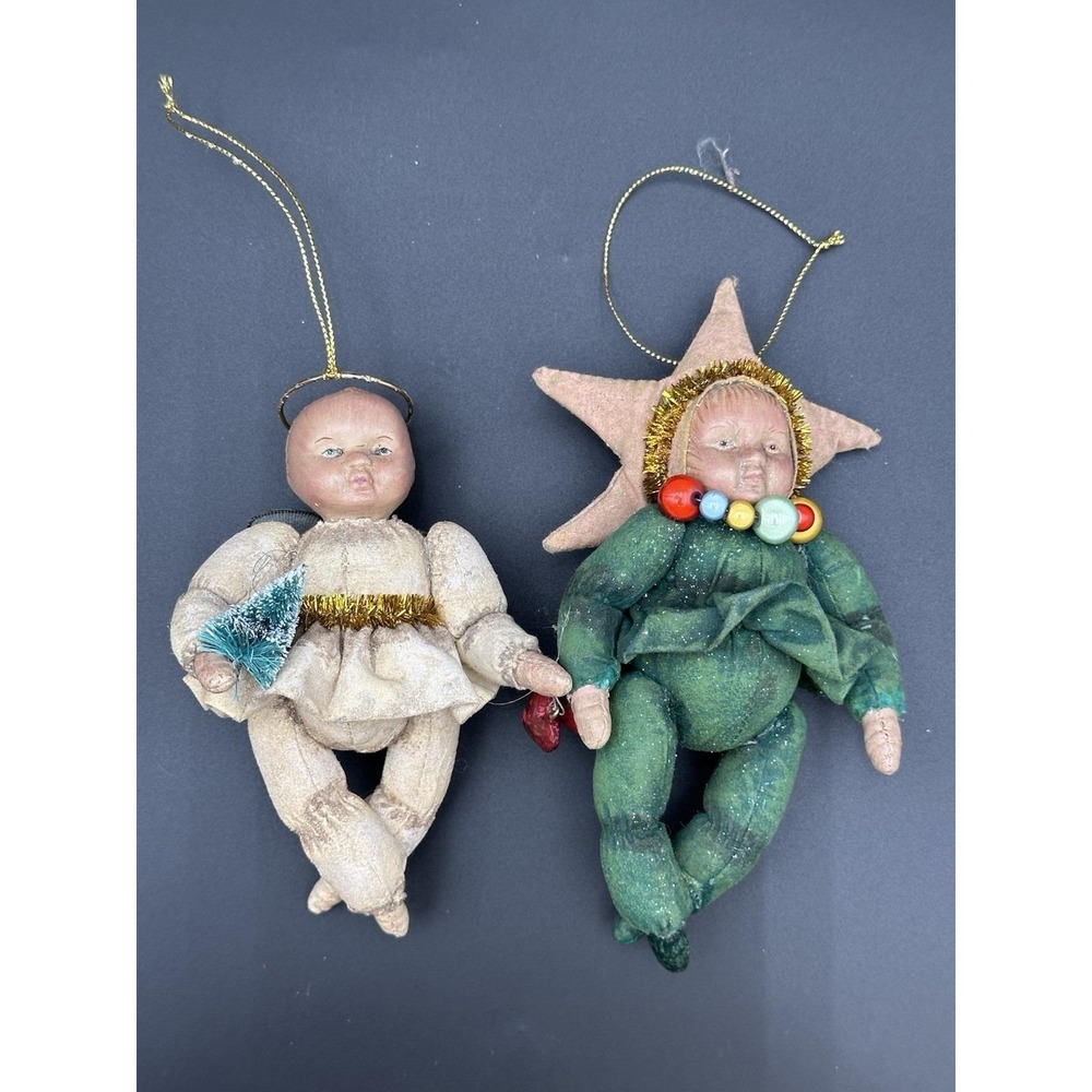 Lot Of 2 Vintage‎ antique Christmas ornament figures